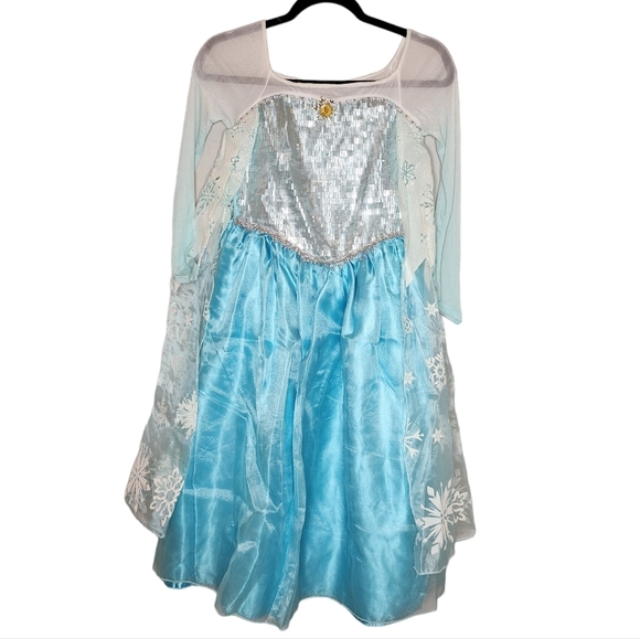 Disney Store Frozen Elsa Dress Costume Kids Size 9/10 Blue White - Picture 1 of 15